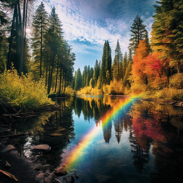 Il lago Rainbow nel cuore della foresta