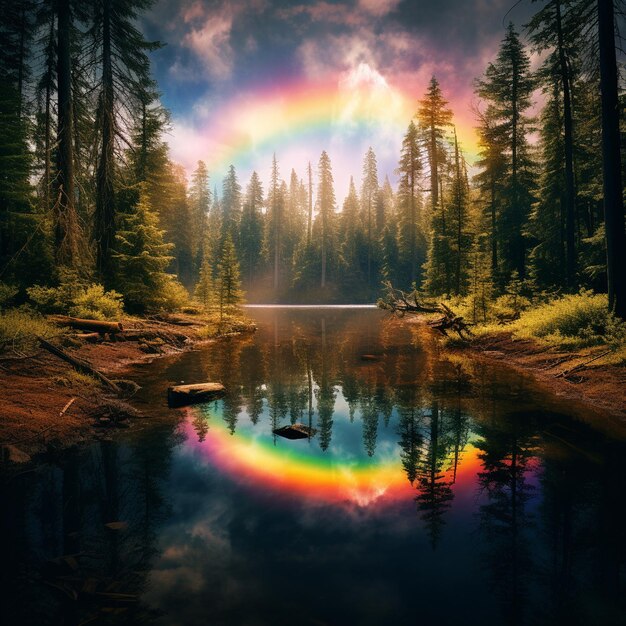 Il lago Rainbow nel cuore della foresta