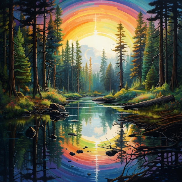 Il lago Rainbow nel cuore della foresta