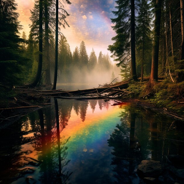 Il lago Rainbow nel cuore della foresta