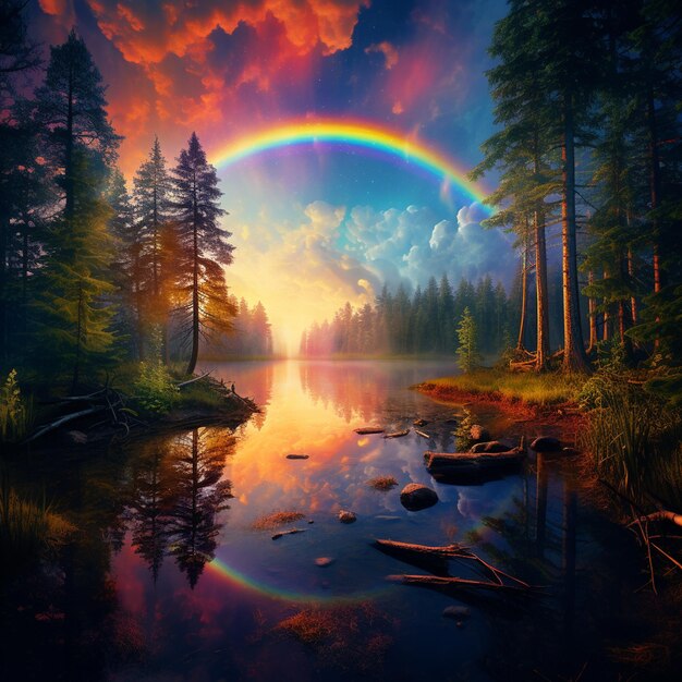 Il lago Rainbow nel cuore della foresta