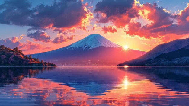 Il lago Yamanaka Monte Fujisan Fuji Yamanashi sfondo Banner HD