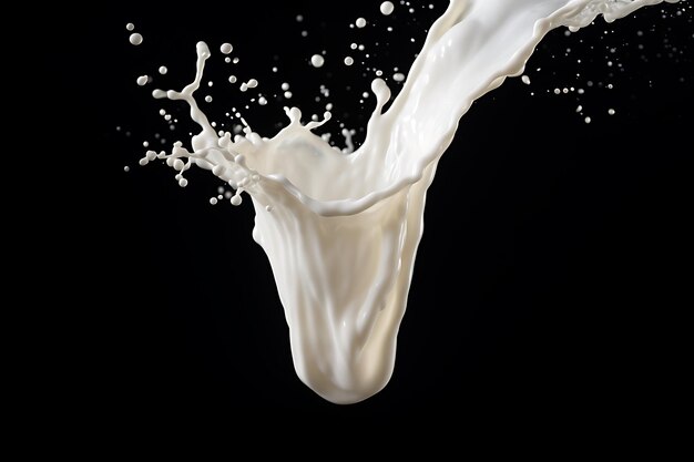 Il latte realistico che scorre e il fluido bianco che cade