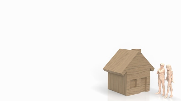 Il legno domestico e la figura per la proprietà o il concetto di risparmio rendering 3d