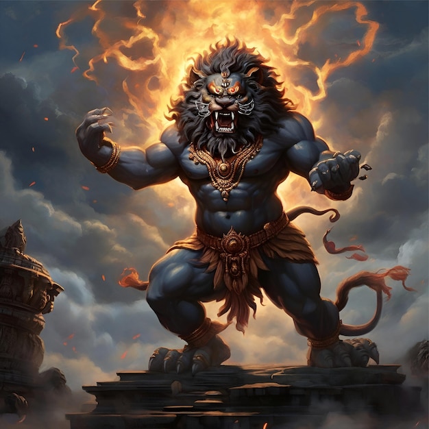 Il leone della furia Narasimha la rabbia divina