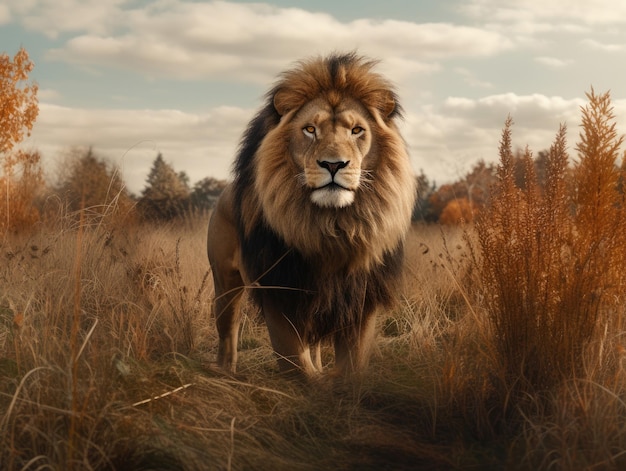 Il leone maschio si trova nel safari