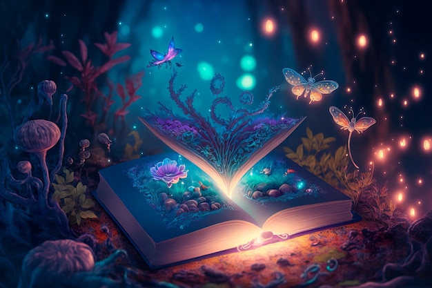 Il libro degli incantesimi magici elementi magici come i libri degli incantesimi IA generativa