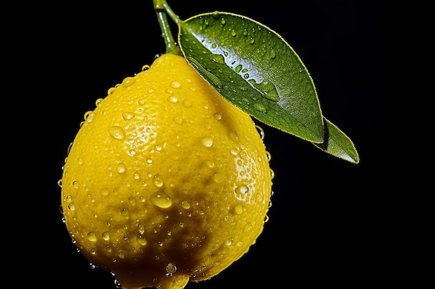 Il limone con le gocce si trova sull'arco di sfondo nero