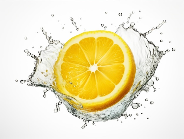 Il limone con spruzzo d'acqua isolato su sfondo bianco Ai illustrazione generativa