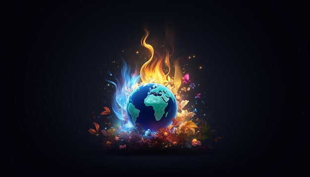 Il logo dell'ora della terra illumina il mondo