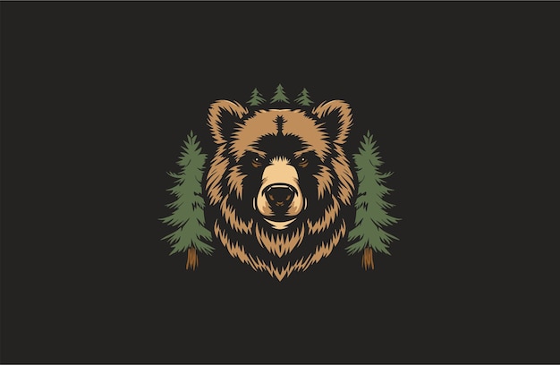 Il logo della foresta dell'orso in stile icona modello di progettazione illustrazione vettoriale