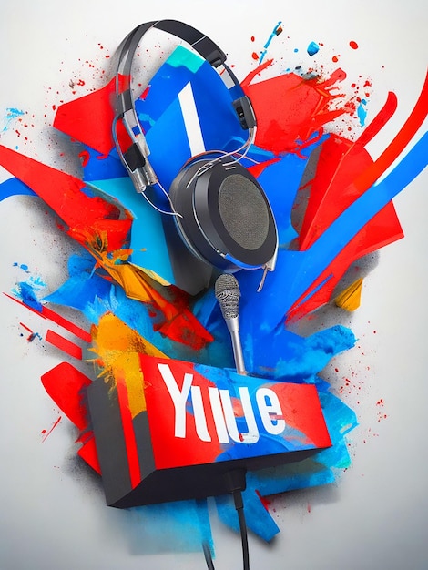 il logo di YouTube con il design di una maglietta con microfono e cuffie