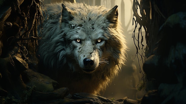 Il lupo nella grotta di calcare