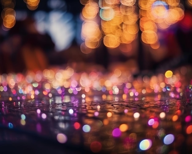 Il lussuoso sfondo bokeh colorato offusca le luci astratte IA generativa