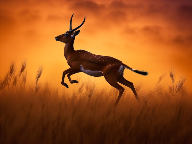 Il maestoso salto di una gazzella nella savana africana