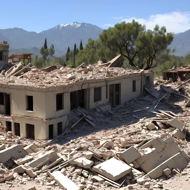 Il massiccio terremoto distrugge il crollo costruendo l'arte generativa dell'IA