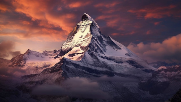 Il Matterhorn svizzera iconico picco piramidale drammatico creato con la tecnologia Generative AI