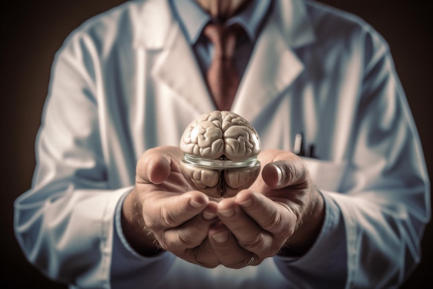 Il medico tiene la demenza di riabilitazione cognitiva cerebrale IA generativa