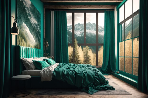 Il miglior design degli interni di un lodge con una splendida vista Ai Generated