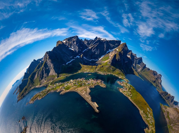 Il mini pianeta Lofoten è un arcipelago nella contea di Nordland, in Norvegia. È noto per uno scenario caratteristico con montagne e cime spettacolari, mare aperto e baie riparate, spiagge e terre incontaminate.