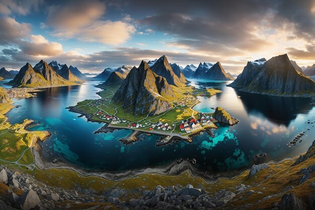 Il mini pianeta lofoten è un arcipelago nella contea di nordland norvegese è noto per un paesaggio distintivo con montagne e cime drammatiche mare aperto e baie riparate spiagge e terre incontaminate
