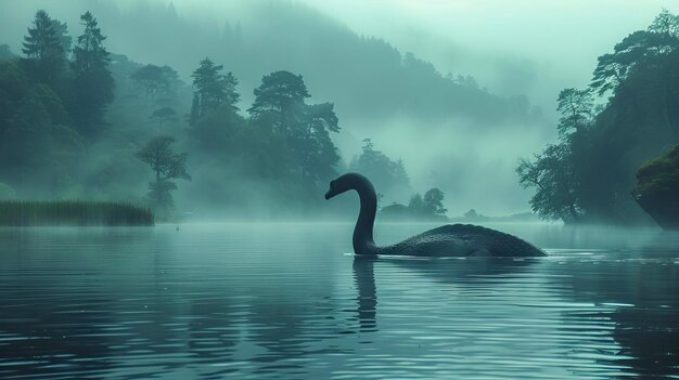 Il mistico mostro del lago Ness nuota attraverso il lago