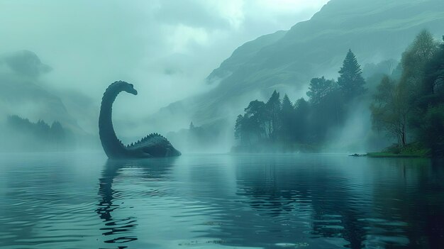 Il mistico mostro del Loch Ness nuota attraverso il lago generato dall'AI