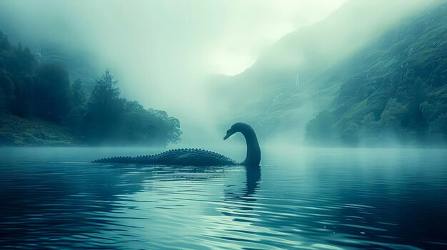 Il mistico mostro del Loch Ness nuota attraverso il lago generato dall'AI