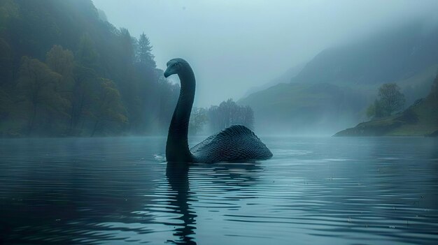 Il mistico mostro del Loch Ness nuota attraverso il lago generato dall'AI