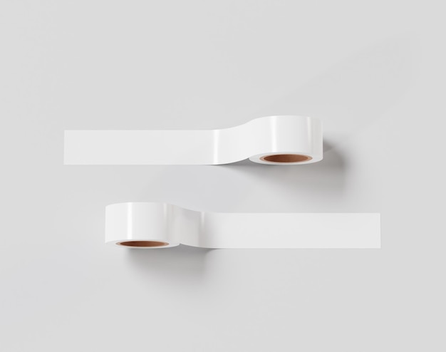 Il mockup del nastro in rotolo, l'adesivo in rotolo bianco, il rendering 3d, il rendering 3d