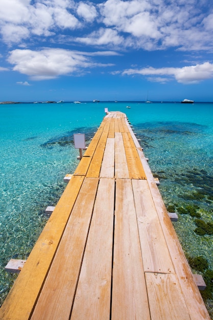 Il molo della spiaggia di Formentera Ses Illetes Illetas e Ibiza