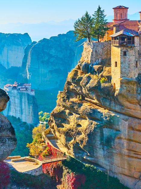 Il monastero di Varlaam a Meteora, Grecia. Paesaggio