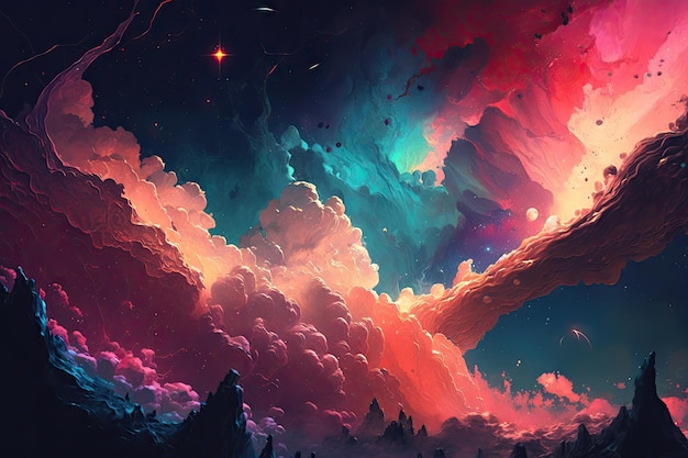 Il mondo della nebulosa ispirata colora l'atmosfera vibrante bella Generative AI AIG15