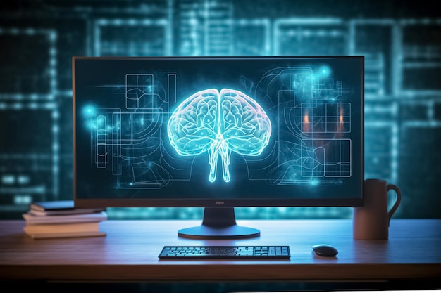 Il monitor del computer dimostra vividamente l'attività cerebrale