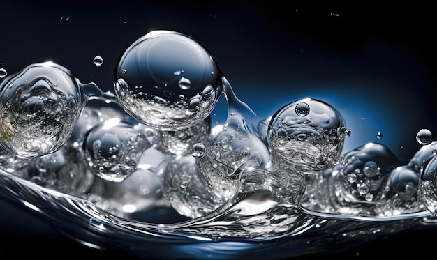 Il movimento dell'acqua crea minuscole sacche d'aria che si traducono in bolle Creazione utilizzando strumenti di intelligenza artificiale generativa