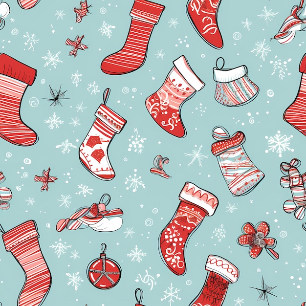 Il Natale è arrivato Variato modello di calze Illustrazione