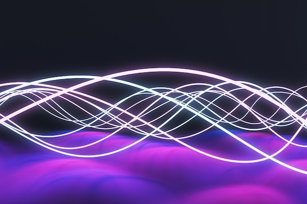 Il neon digitale astratto creativo ondeggia il rendering 3D del fondo