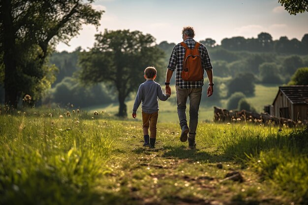 Il nonno gioca a calcio con il nipote Ai generativo