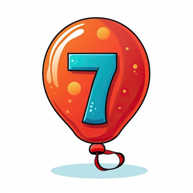 il numero 7 sotto forma di un palloncino cartone animato st