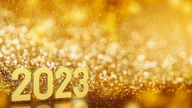 Il numero d'oro 2023 per il rendering 3d del concetto di capodanno o celebrazione