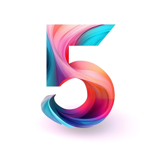 Il numero numerico creativo e vibrante Five 5 illustrazione di design