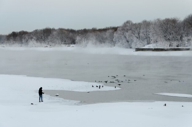 Il paesaggio invernale nel parco Kolomenskoye a Mosca