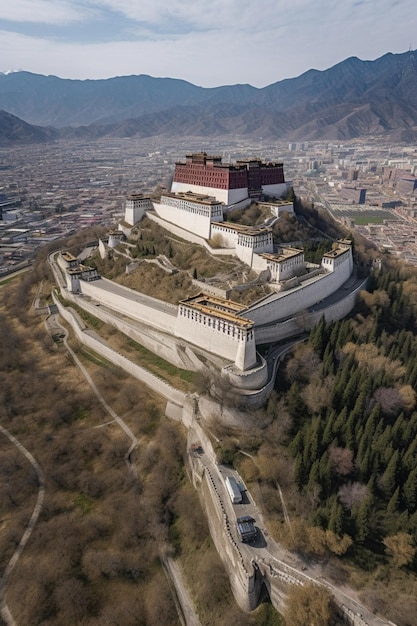 Il palazzo del Potala si trova su una collina nella città del Tibet.