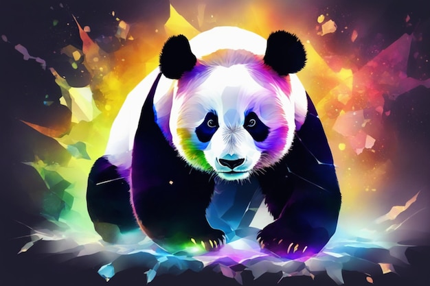 Il panda acquatico colorato