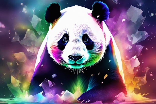 Il panda acquatico colorato