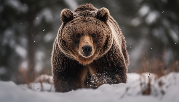 Il panda gelido cammina attraverso un'area selvaggia innevata generata dall'IA