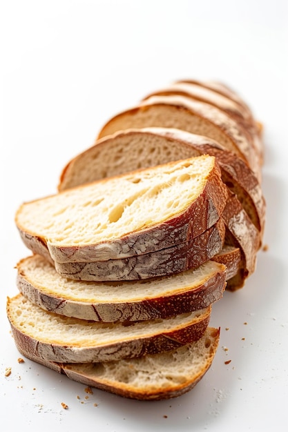 Il pane a pasta acida tagliato isolato su sfondo bianco concetto di panetteria casalinga IA generativa