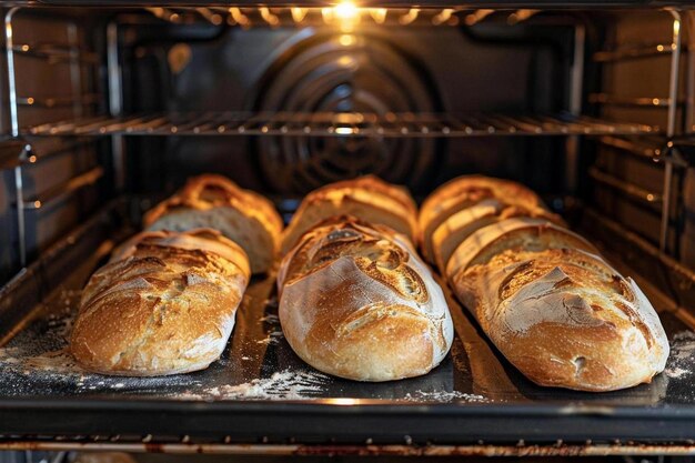 Il pane è cotto nel forno foto in un'atmosfera accogliente in cucina