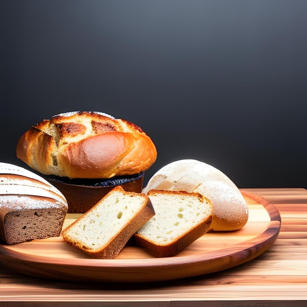 Il pane più delizioso su un piatto di legno