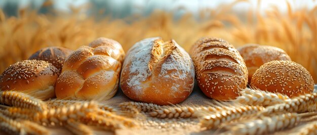 Il pane sul tavolo nel campo di grano